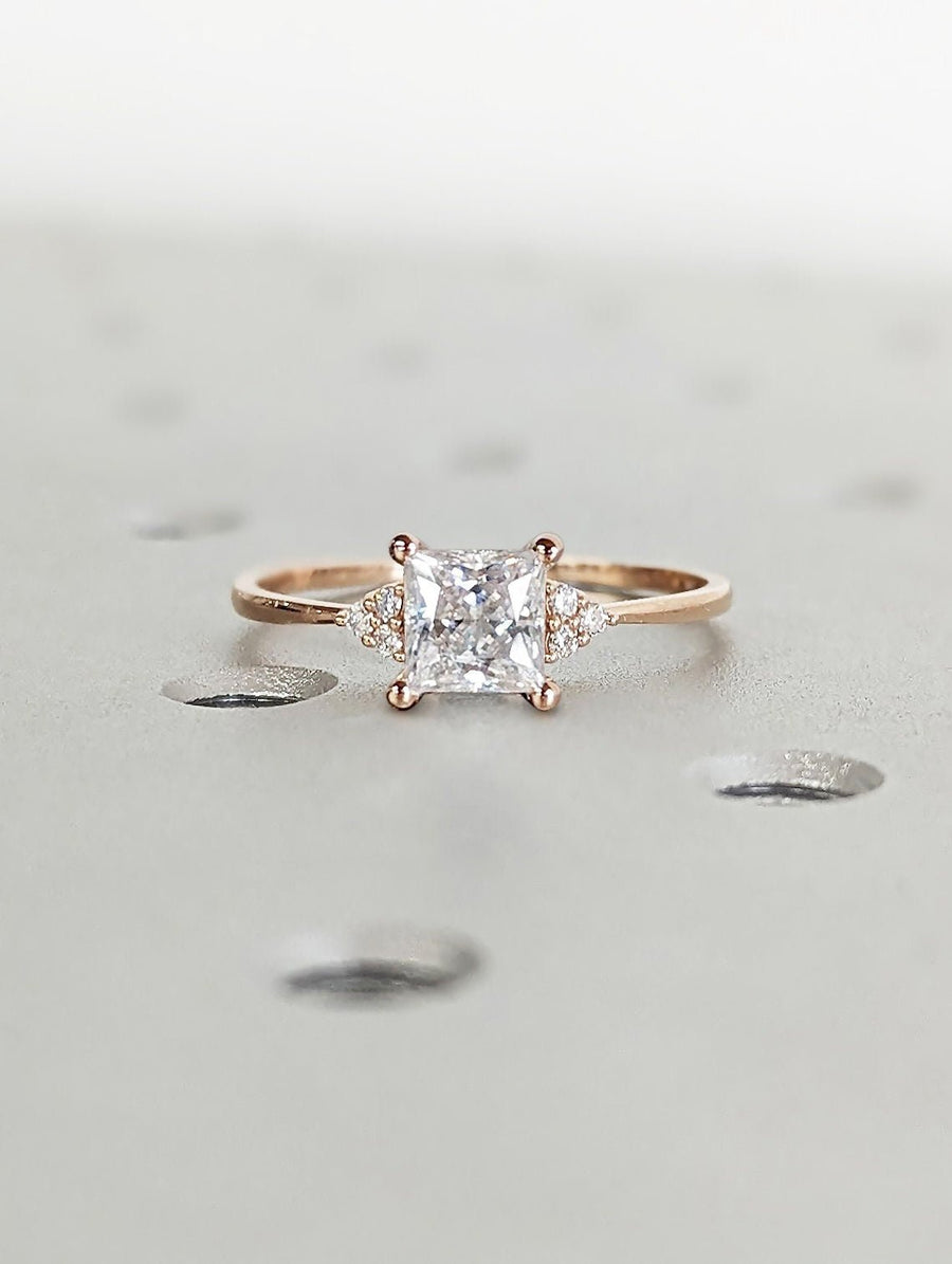 1.0CT princess cluster lab grown diamond engagement ring for sale