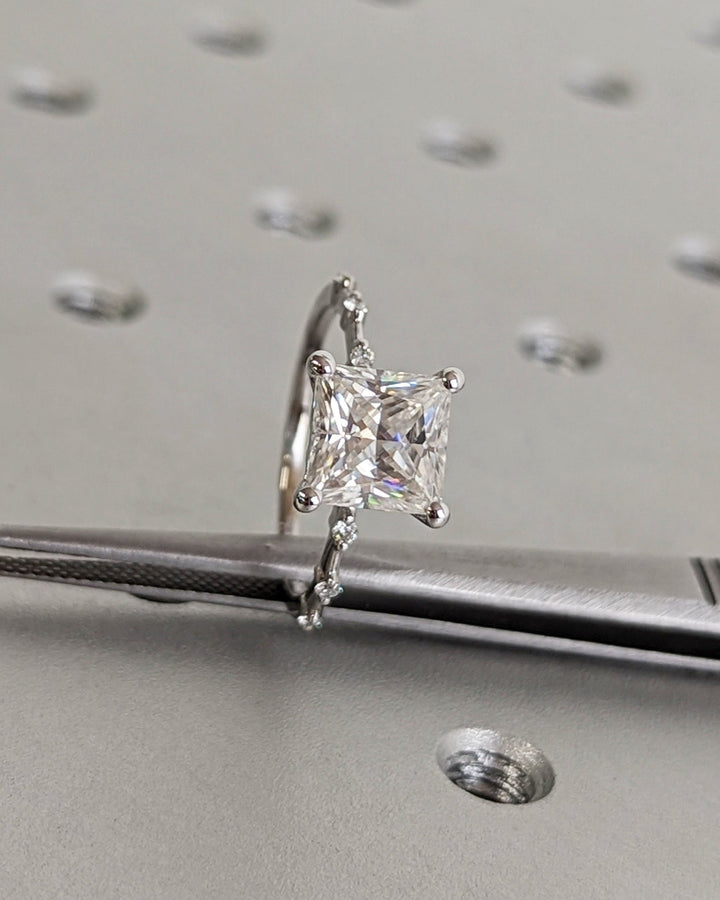 Shop princess cut pave lab grown diamond engagement ring online