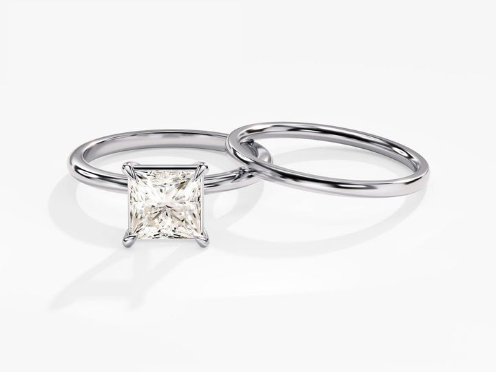 1.50CT Princess Cut Solitaire F - VS Lab Grown Diamond Engagement Ring Set - Doozy Diamonds