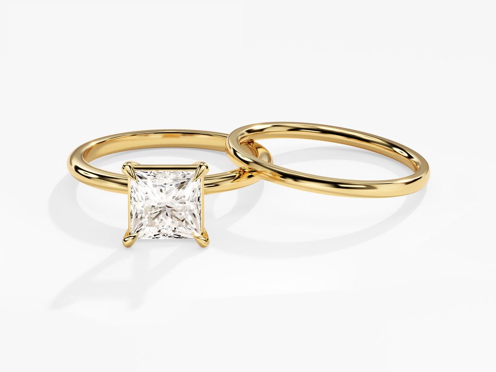 1.50CT Princess Cut Solitaire F - VS Lab Grown Diamond Engagement Ring Set - Doozy Diamonds