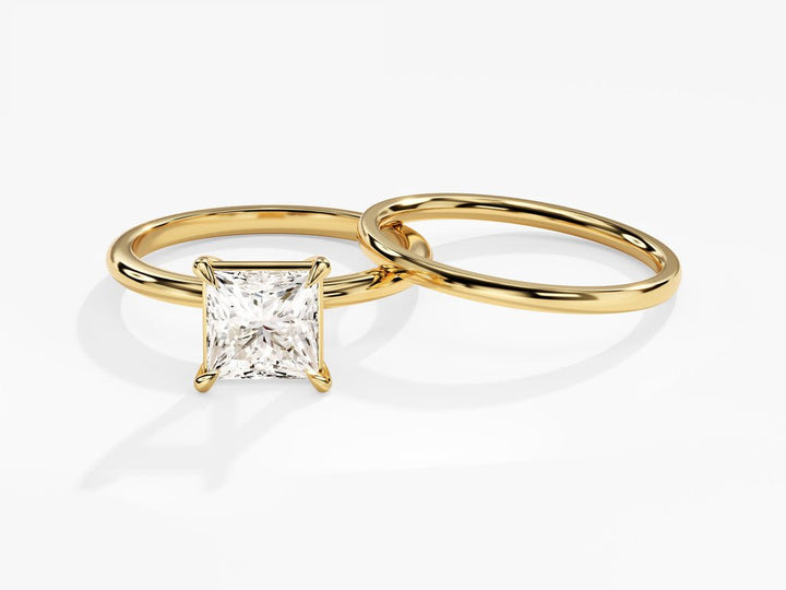 1.50CT Princess Cut Solitaire F - VS Lab Grown Diamond Engagement Ring Set - Doozy Diamonds
