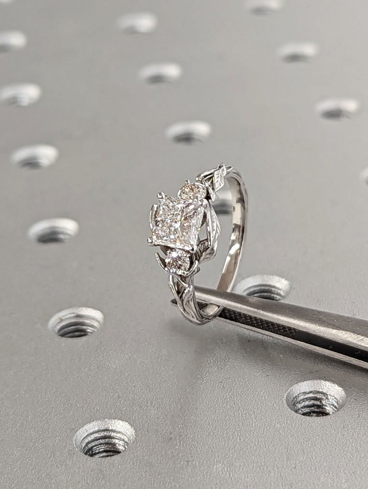 Premium princess cut vintage engagement ring crafted in solid gold