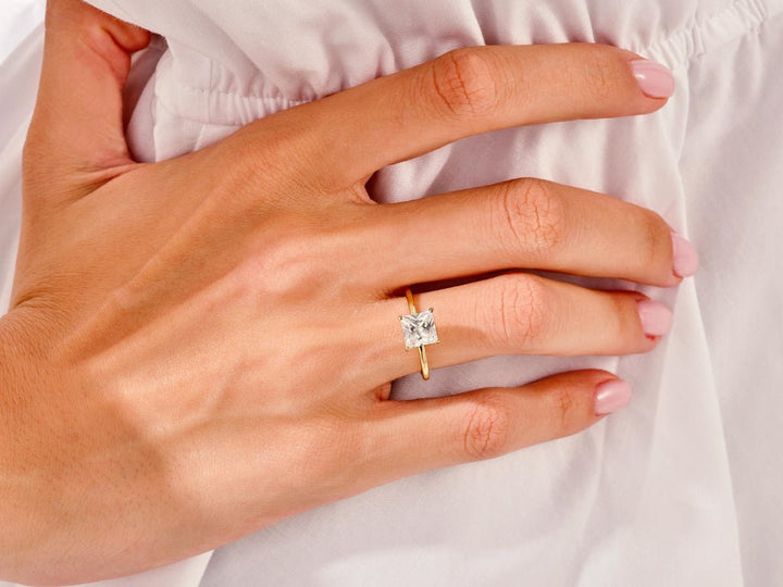 1.50CT Princess Cut Solitaire F - VS Lab Grown Diamond Engagement Ring Set - Doozy Diamonds