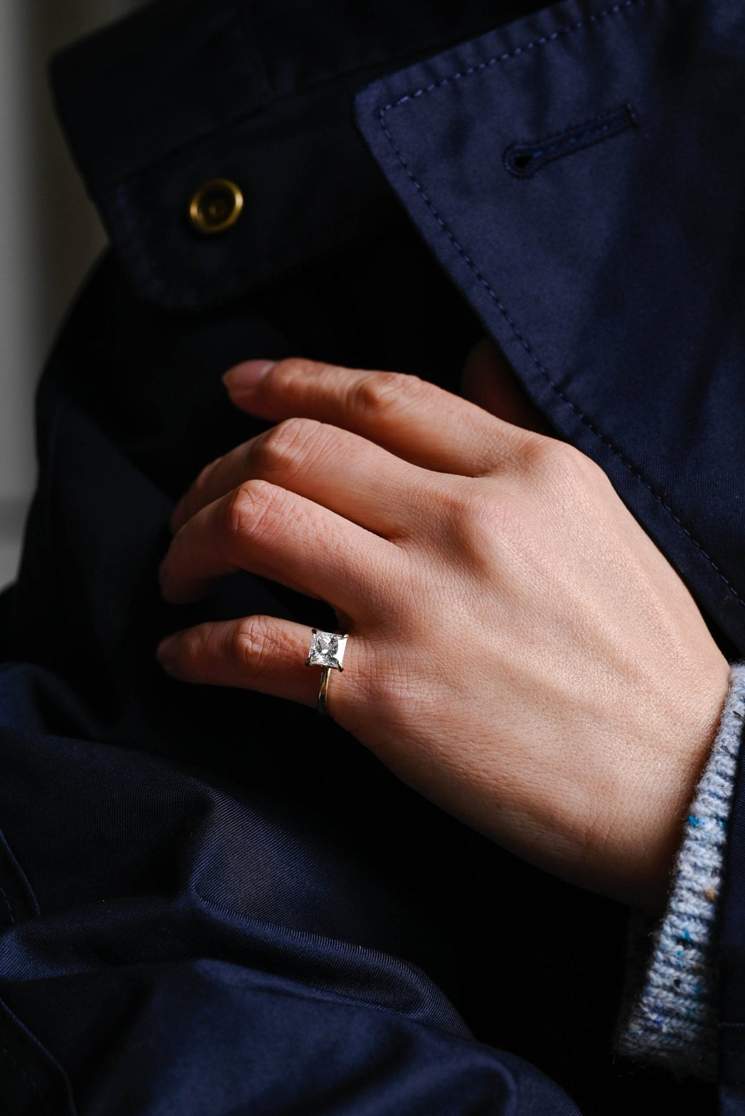 Buy princess cut hidden halo diamond engagement ring with free shipping