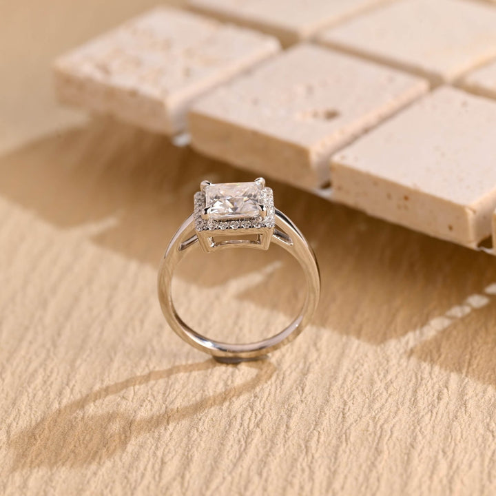 Classic princess halo engagement ring crafted for everyday wear