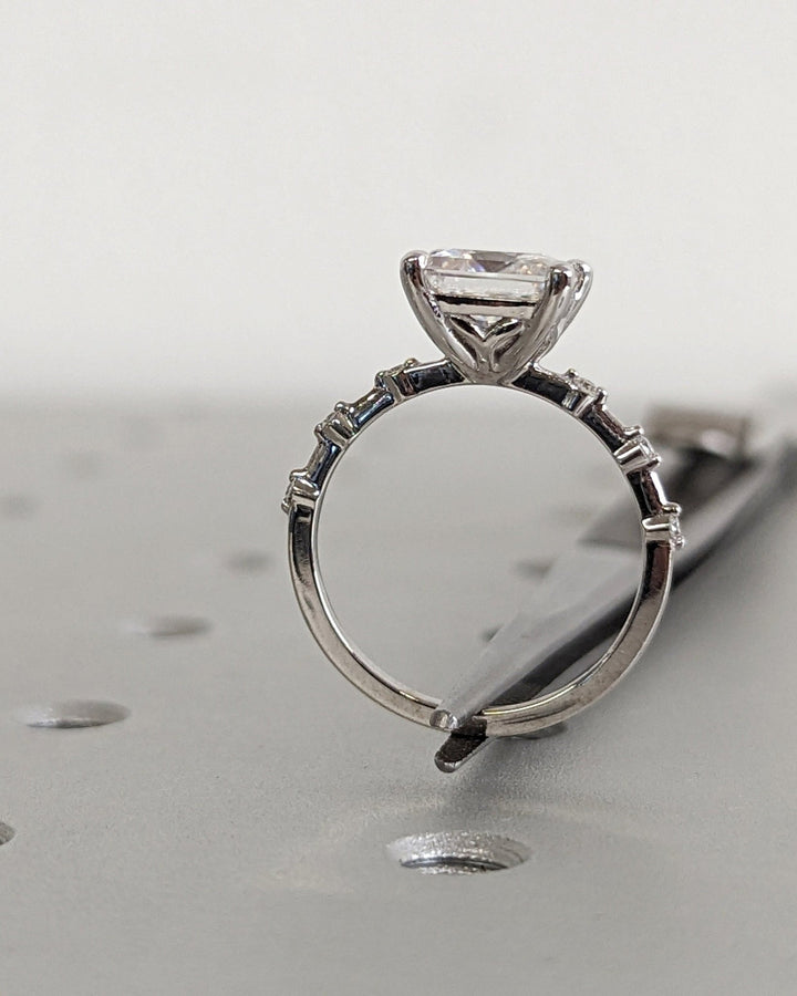 Princess cut pave engagement ring with IGI certified center diamond