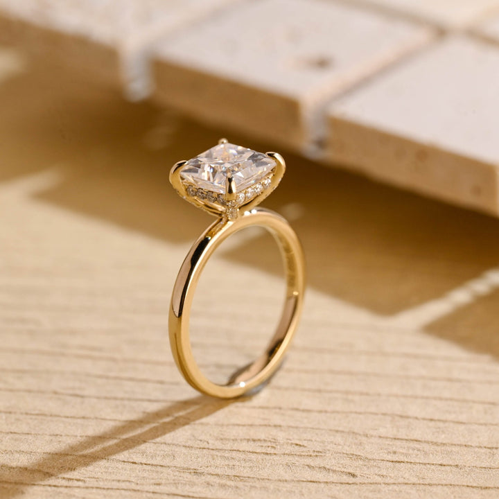 Shop princess cut hidden halo lab grown diamond engagement ring online