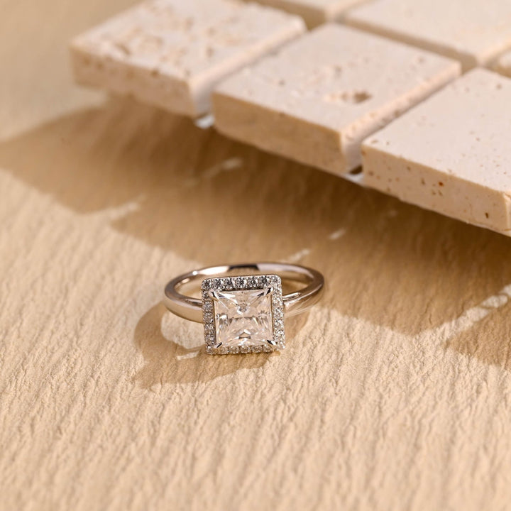 1.0CT princess halo lab grown diamond engagement ring for sale