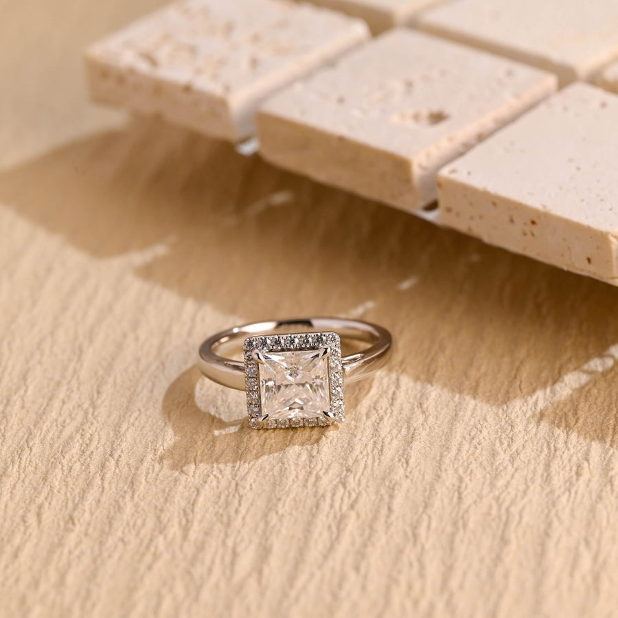 1.0CT princess halo lab grown diamond engagement ring for sale