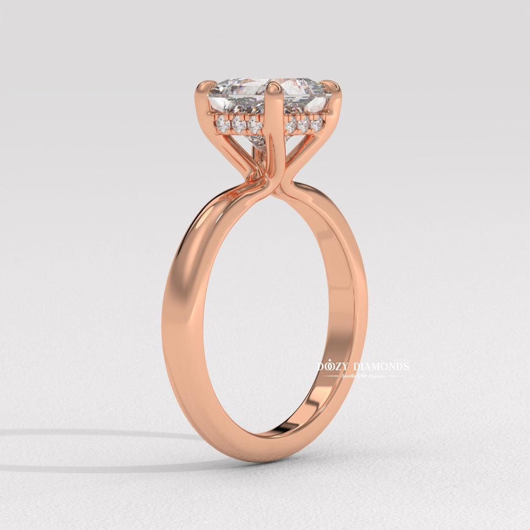 Princess solitaire engagement ring with certified lab grown diamond