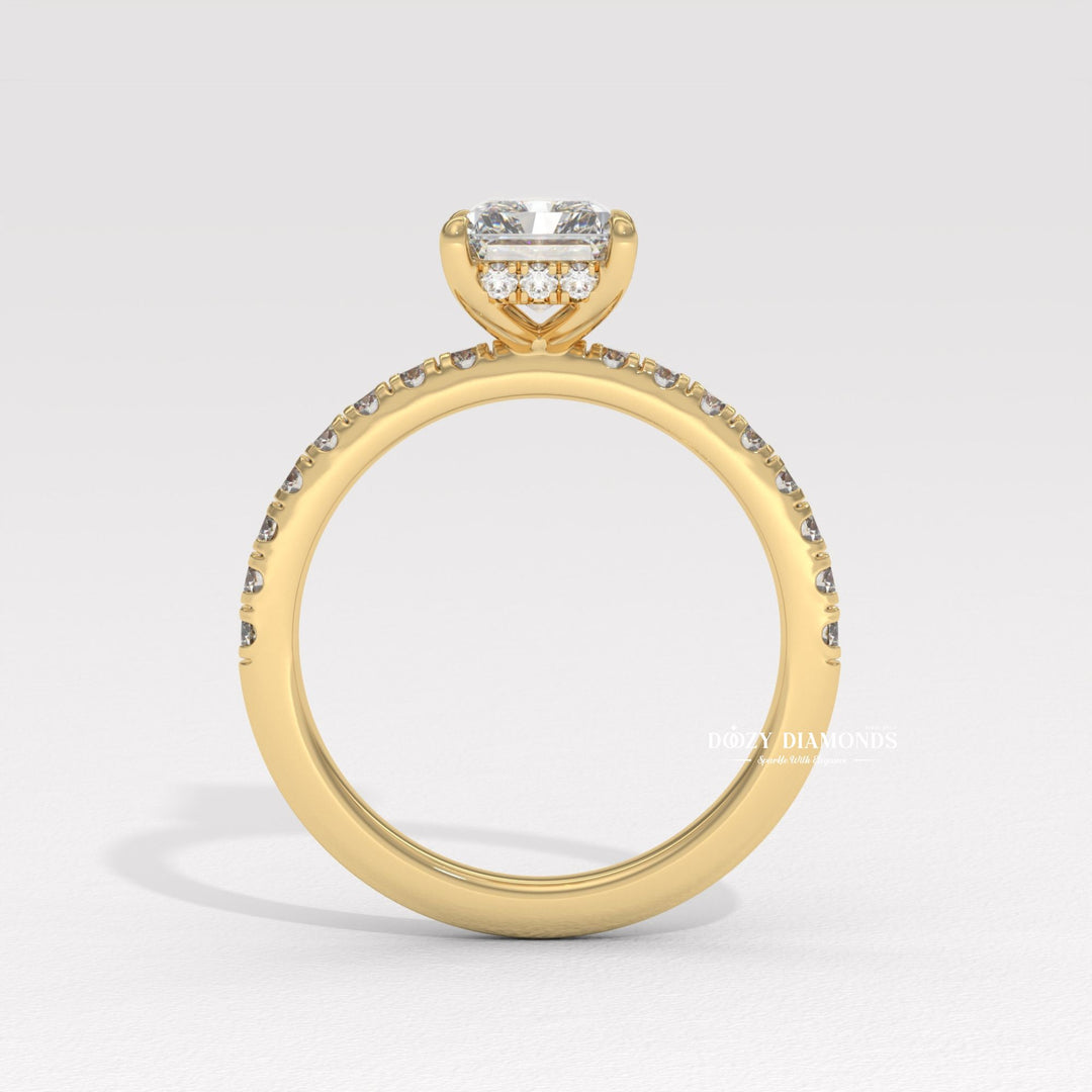 Premium radiant cut solitaire engagement ring crafted in solid gold