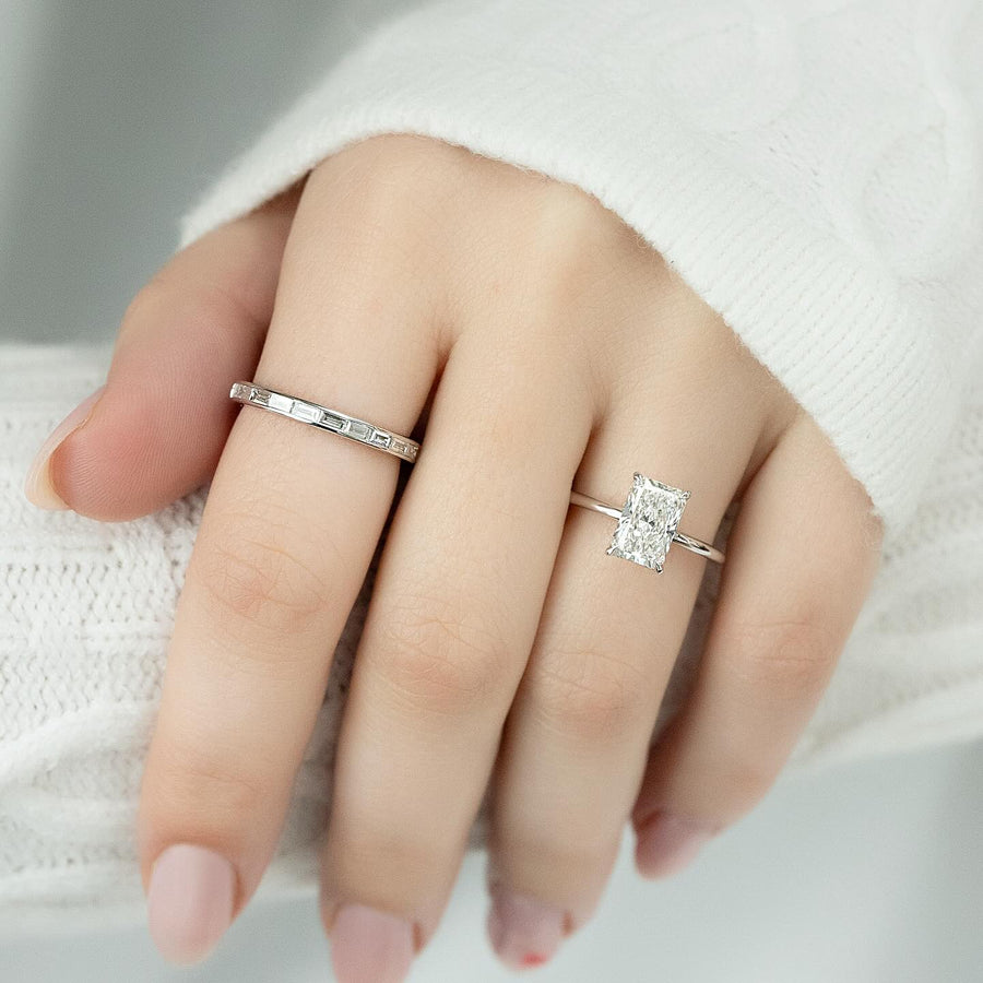 Buy 3.0CT radiant hidden halo lab grown diamond engagement ring online