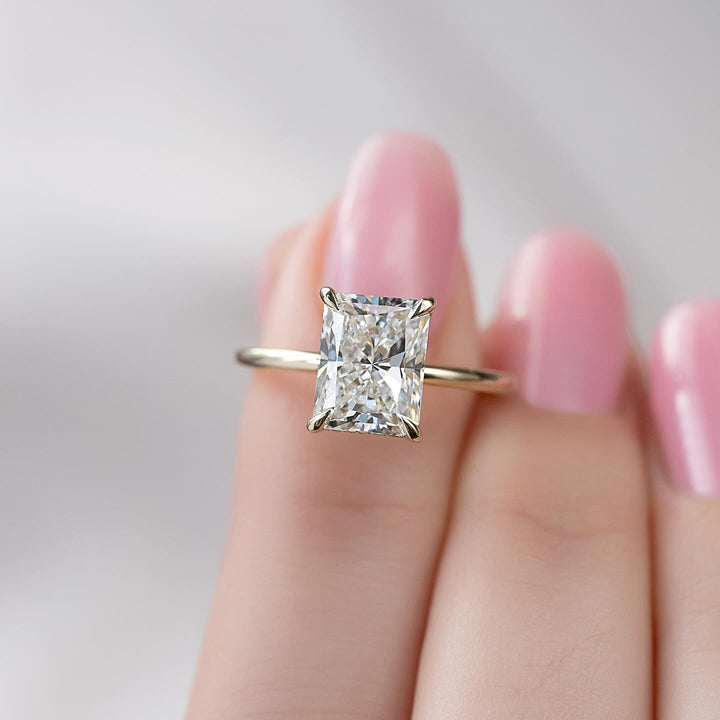 3.0CT radiant cut hidden halo engagement ring available to buy now
