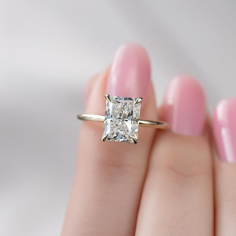 3.0CT radiant cut hidden halo engagement ring available to buy now