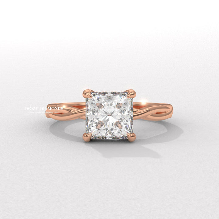 Princess cut diamond ring worn on hand