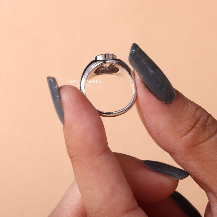 Round dome engagement ring with brilliant diamond sparkle