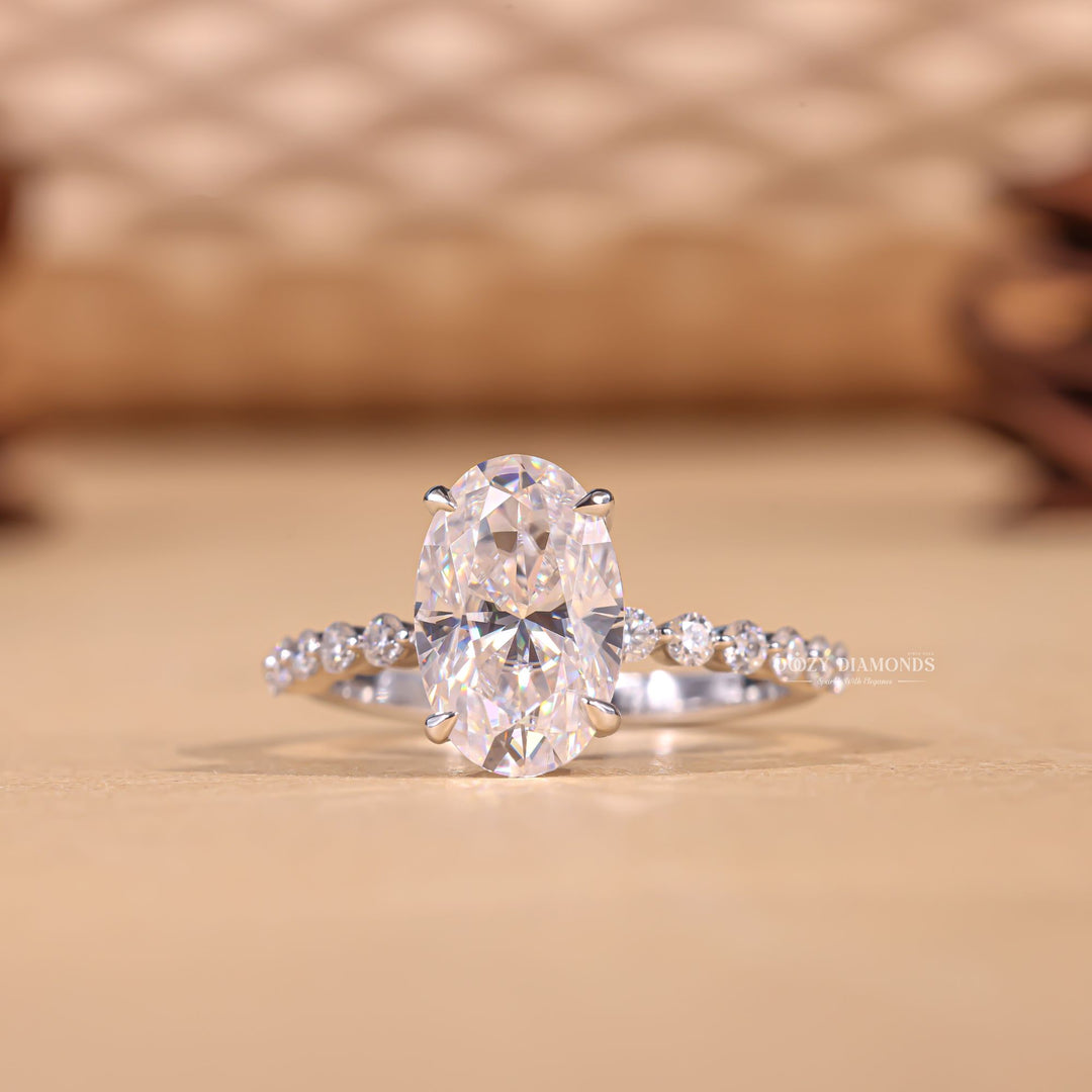Buy 3.0CT oval hidden halo lab grown diamond engagement ring online
