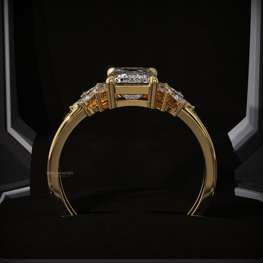 2.0CT Emerald Cut E/VVS2 Lab Grown Cluster Engagement Ring Set
