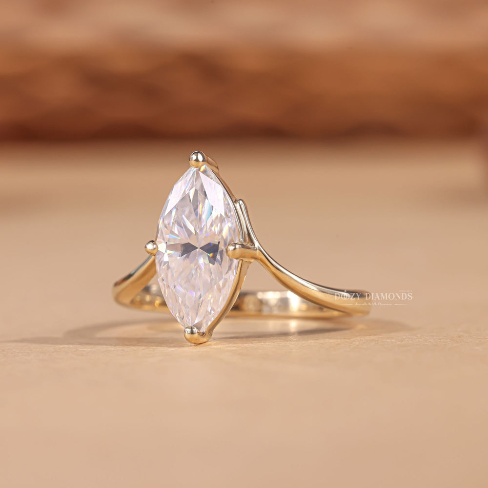 Marquise solitaire engagement ring with IGI certificate and packaging