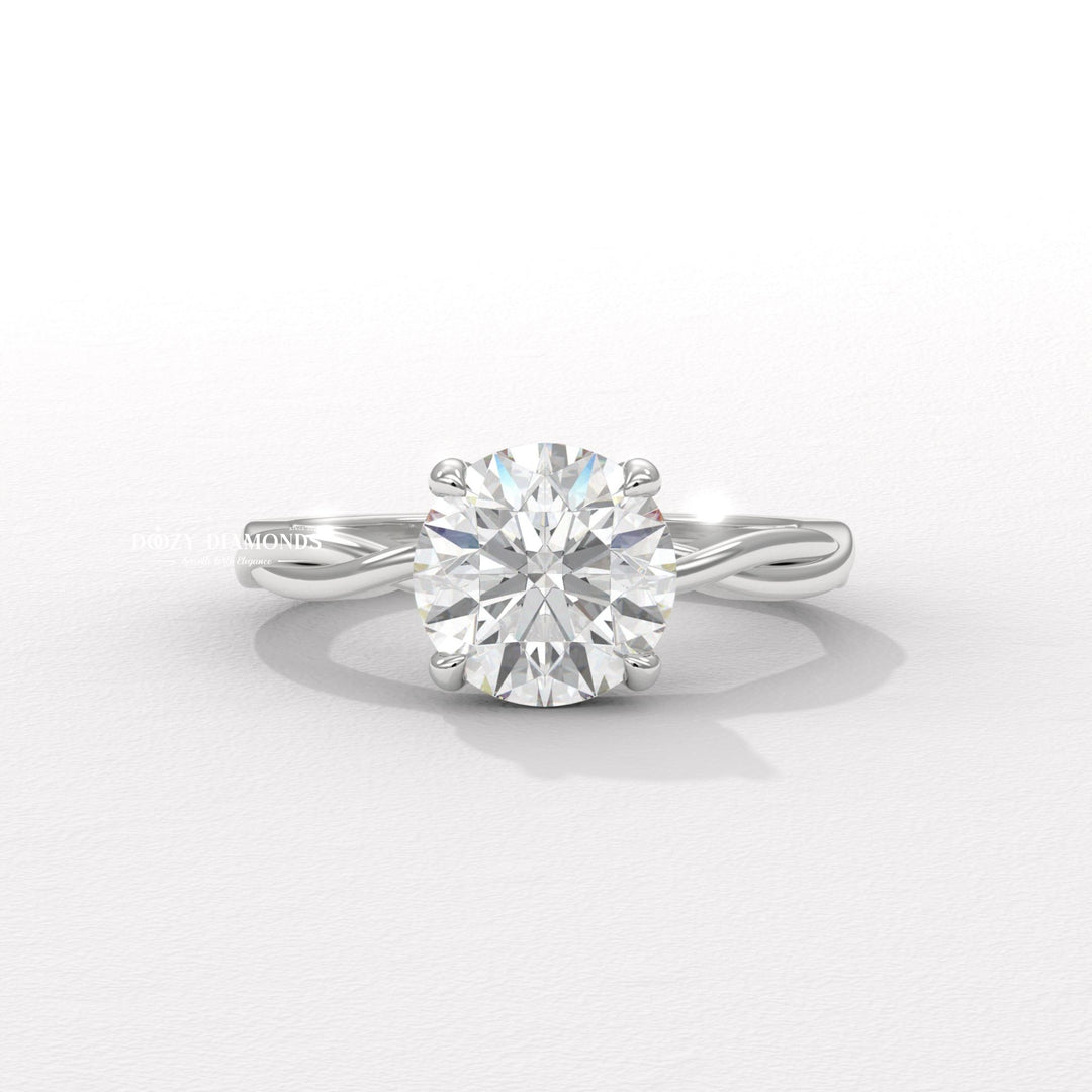 Round solitaire engagement ring with IGI certificate and packaging