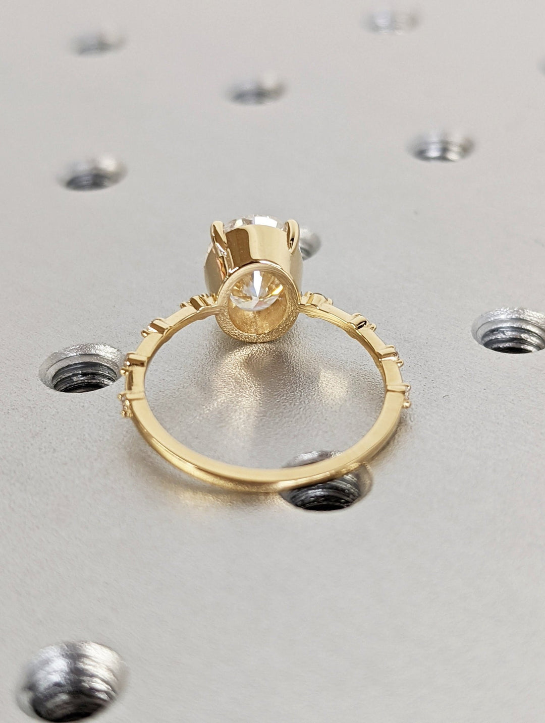 Oval pave lab grown diamond ring in jewelry gift box