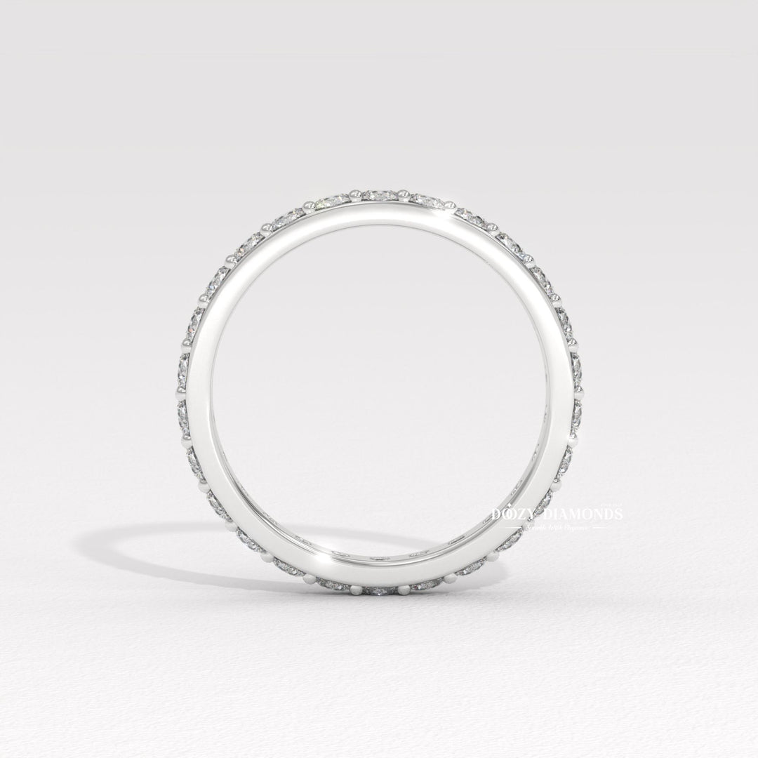 Shared Prong diamond wedding band in rose gold