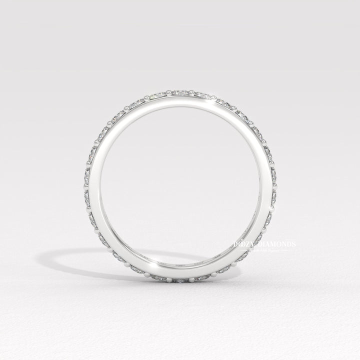 Shared Prong diamond wedding band in rose gold