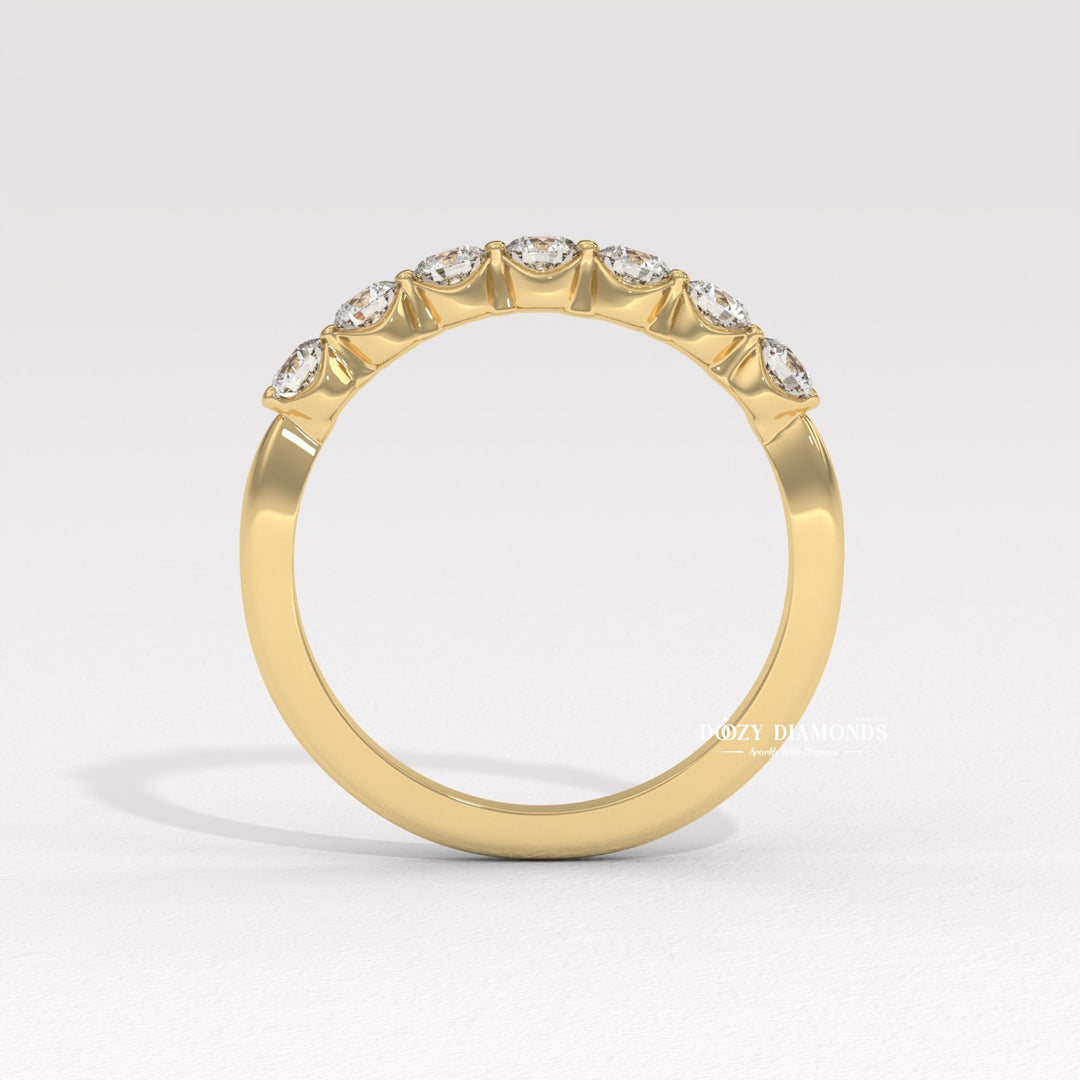 Bubble Stackable diamond band stacked with engagement ring