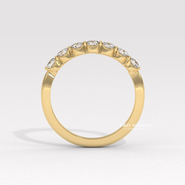Bubble Stackable diamond band stacked with engagement ring