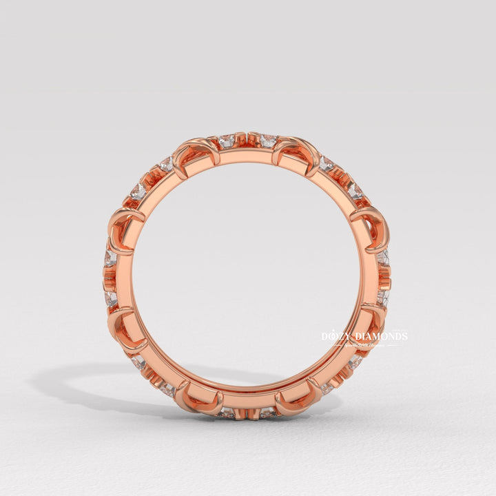 3.50MM Full Eternity Wedding Band - Crossover Unique Stacking Band