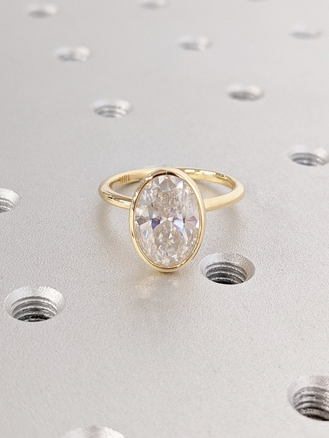 Shop oval cut bezel lab grown diamond engagement ring online
