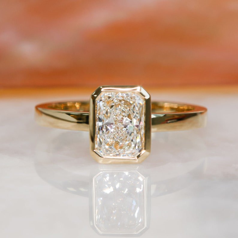 Shop radiant bezel lab grown diamond engagement ring