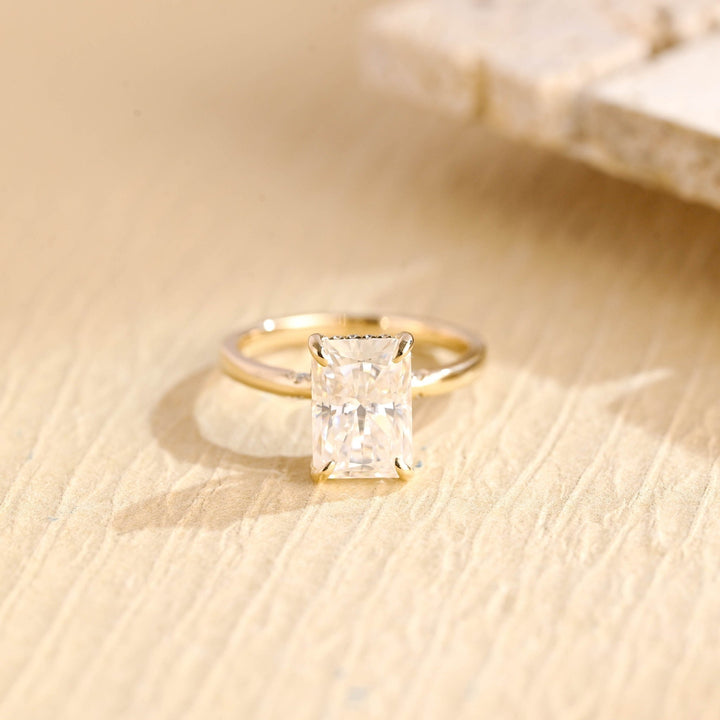 Buy 1.0CT radiant hidden halo lab grown diamond engagement ring online
