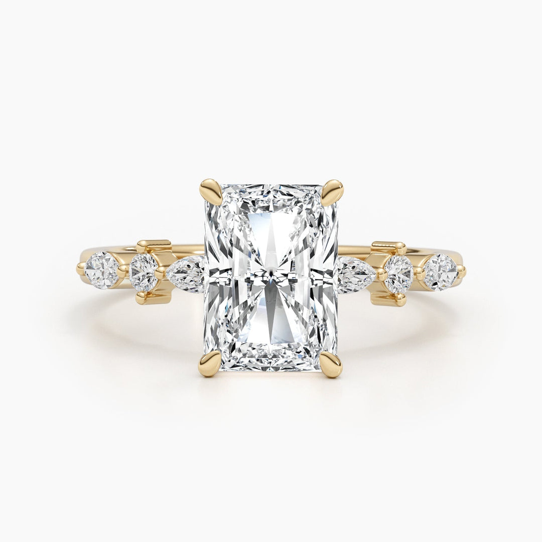 Certified radiant cut diamond featured in solitaire engagement ring