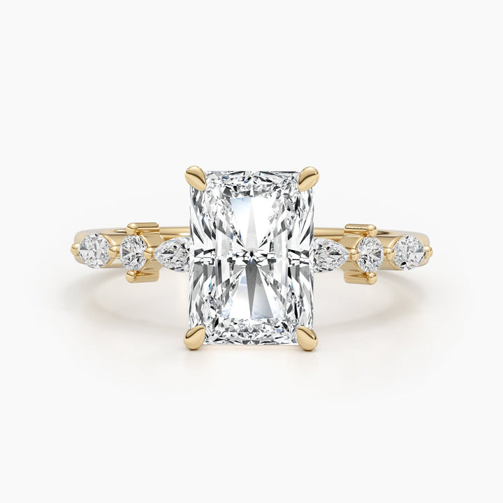 Certified radiant cut diamond featured in solitaire engagement ring