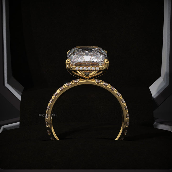 Buy radiant cut hidden halo diamond engagement ring with free shipping