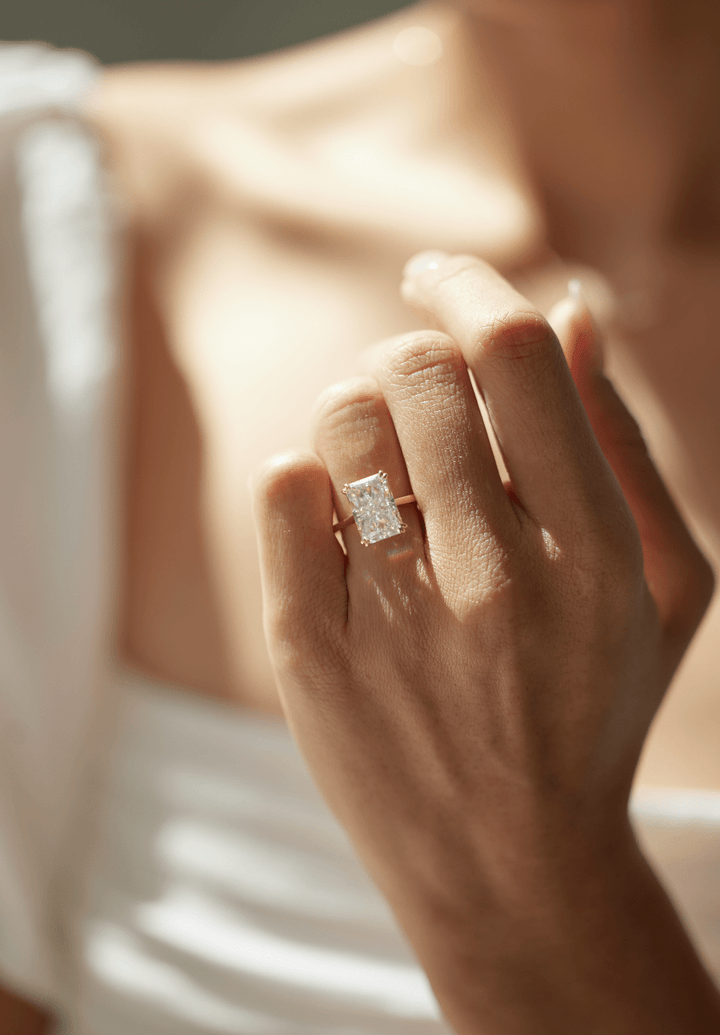 Buy 3.0CT radiant hidden halo lab grown diamond engagement ring online