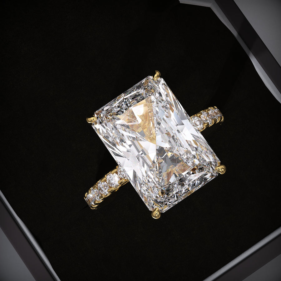 Shop radiant hidden halo lab grown diamond engagement ring