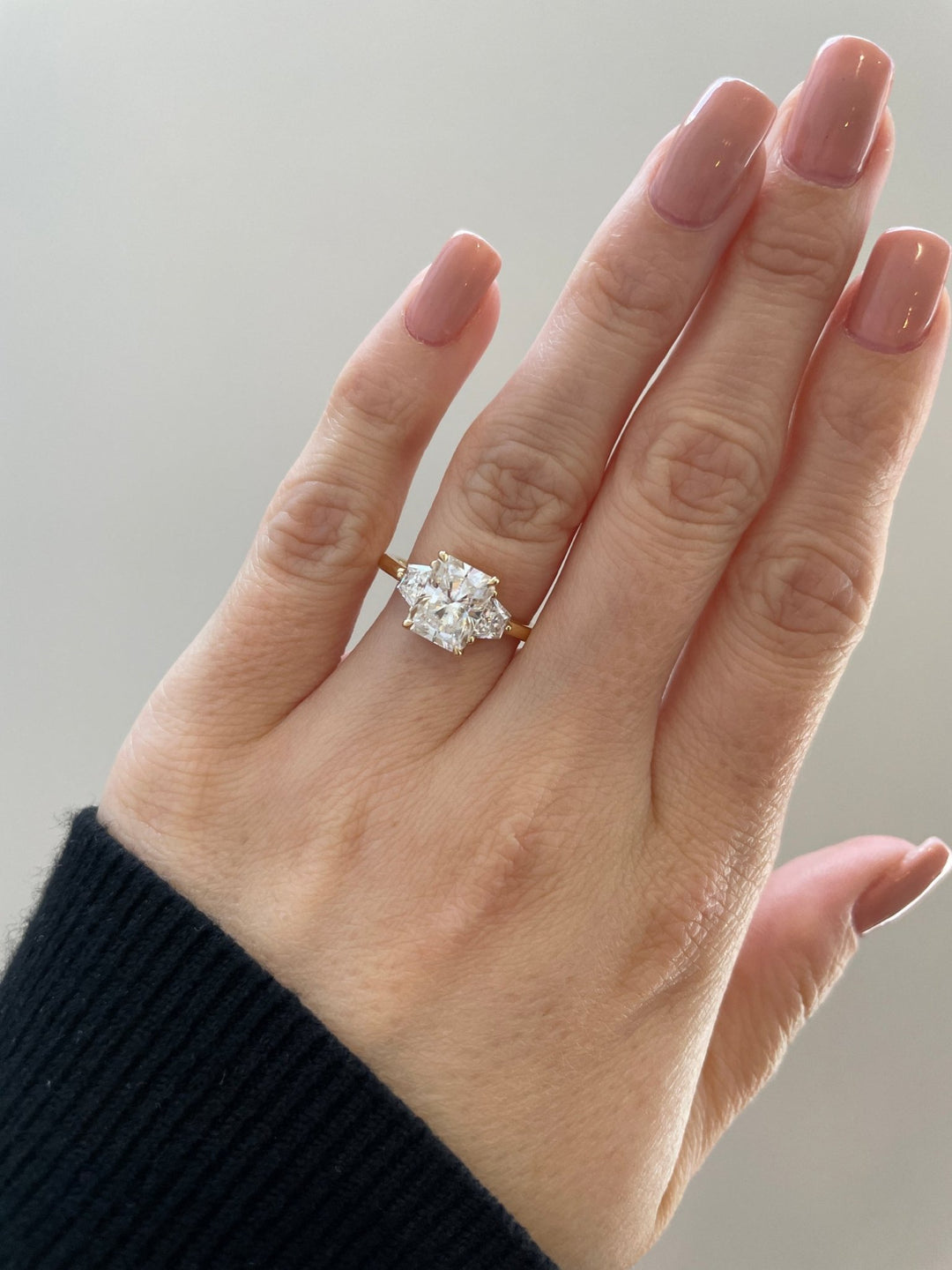 1.50 - 3.50 CT Radiant Cut Lab Grown Diamond Three Stone Engagement Ring - Doozy Diamonds