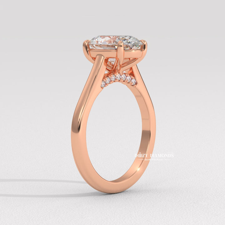 Oval solitaire engagement ring with brilliant diamond sparkle