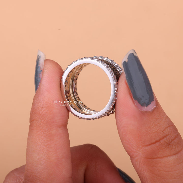 Round milgrain engagement ring with certified lab grown diamond