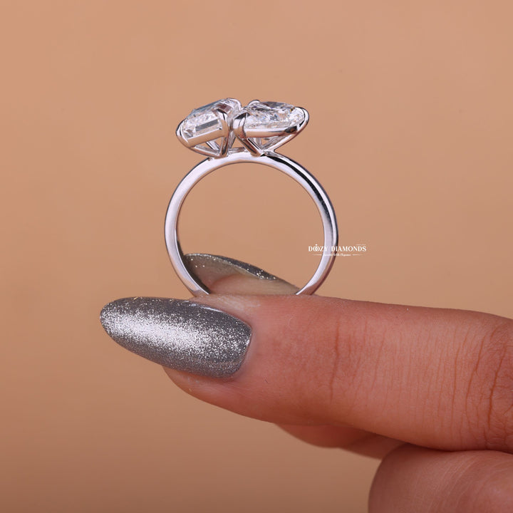 Side angle of pear solitaire diamond engagement ring