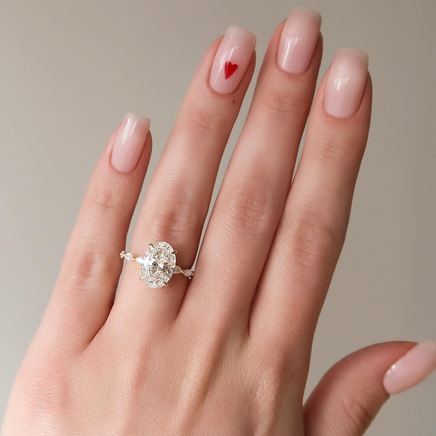 Buy 3.50CT oval hidden halo lab grown diamond engagement ring online
