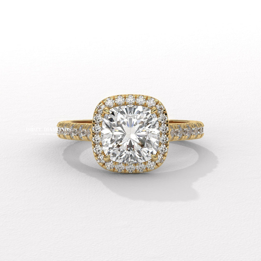 Shop cushion halo lab grown diamond engagement ring