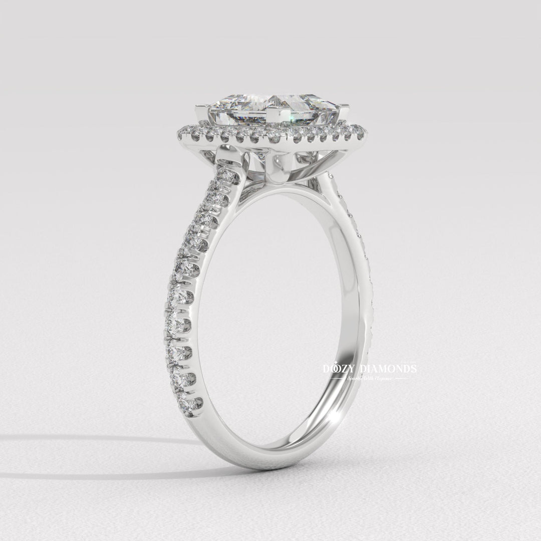 Buy princess cut halo diamond engagement ring with free shipping