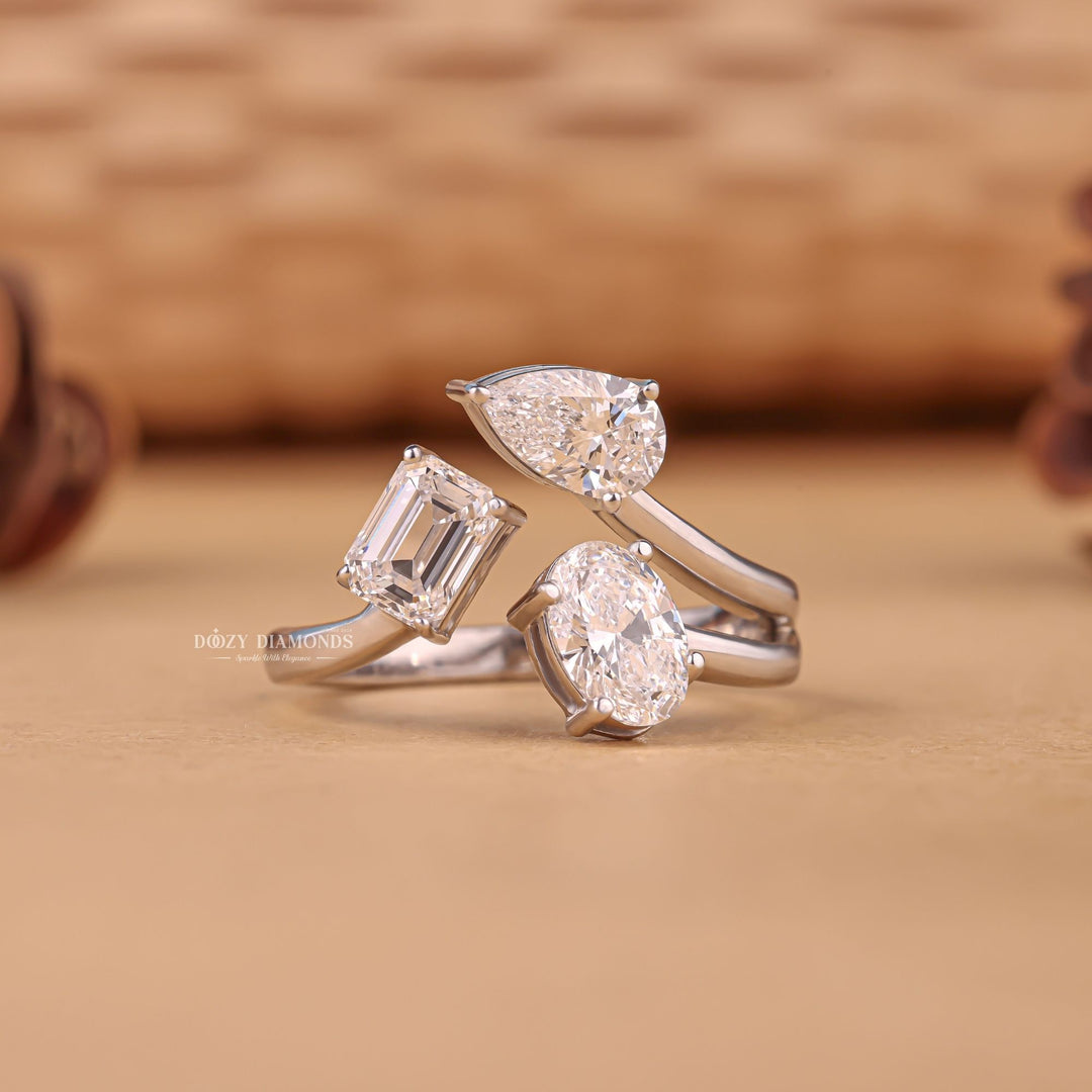 Oval cut three stone engagement ring available to buy now