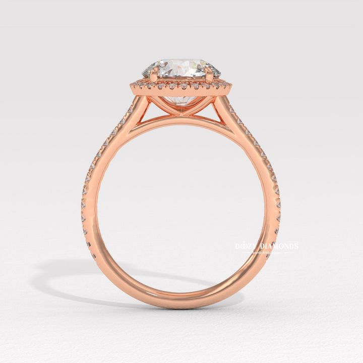 Round halo engagement ring with brilliant diamond sparkle