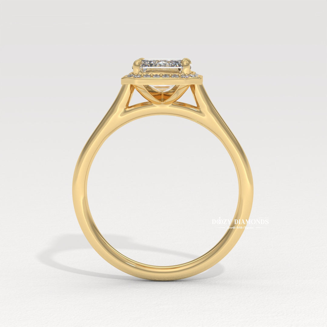 Buy emerald cut halo diamond engagement ring with free shipping