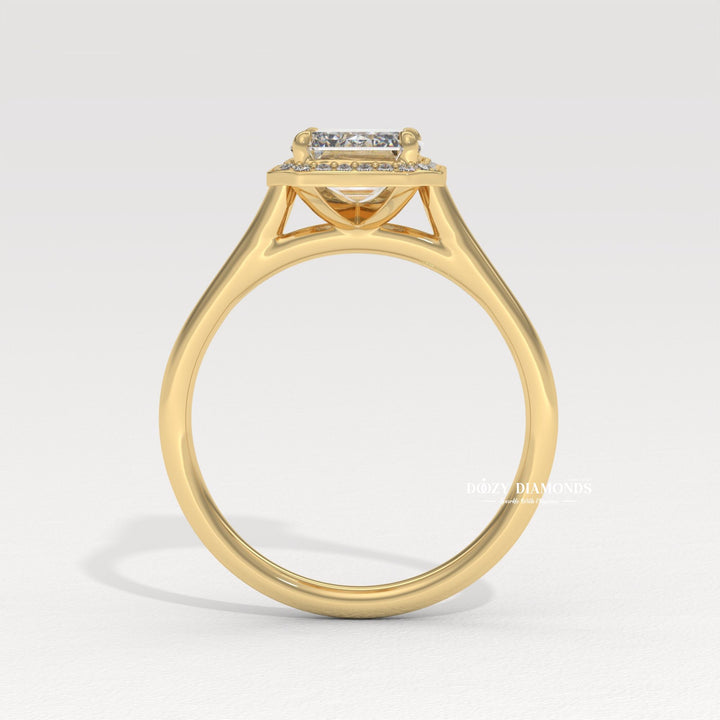 Buy emerald cut halo diamond engagement ring with free shipping
