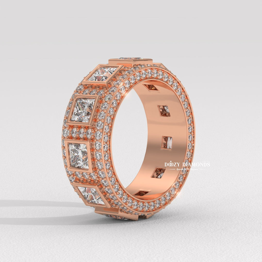 Sustainable round & princess diamond wedding ring